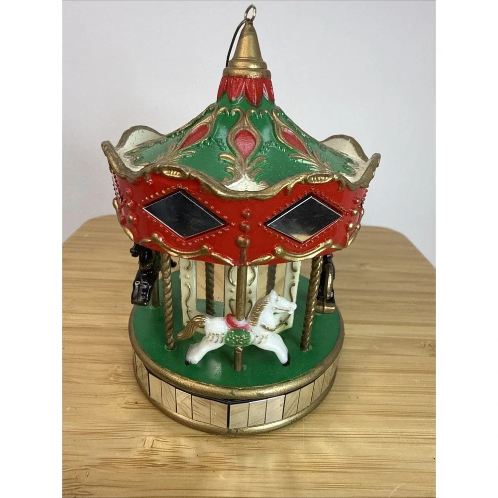 Vintage 1991 Noma Mirror Carousel 4 Horses Merry-Go-Round Ornament/Figurine‎ 4